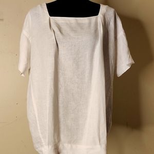 Vintage linen natural fiber square neck minimalist coastal lagonlook tunic top